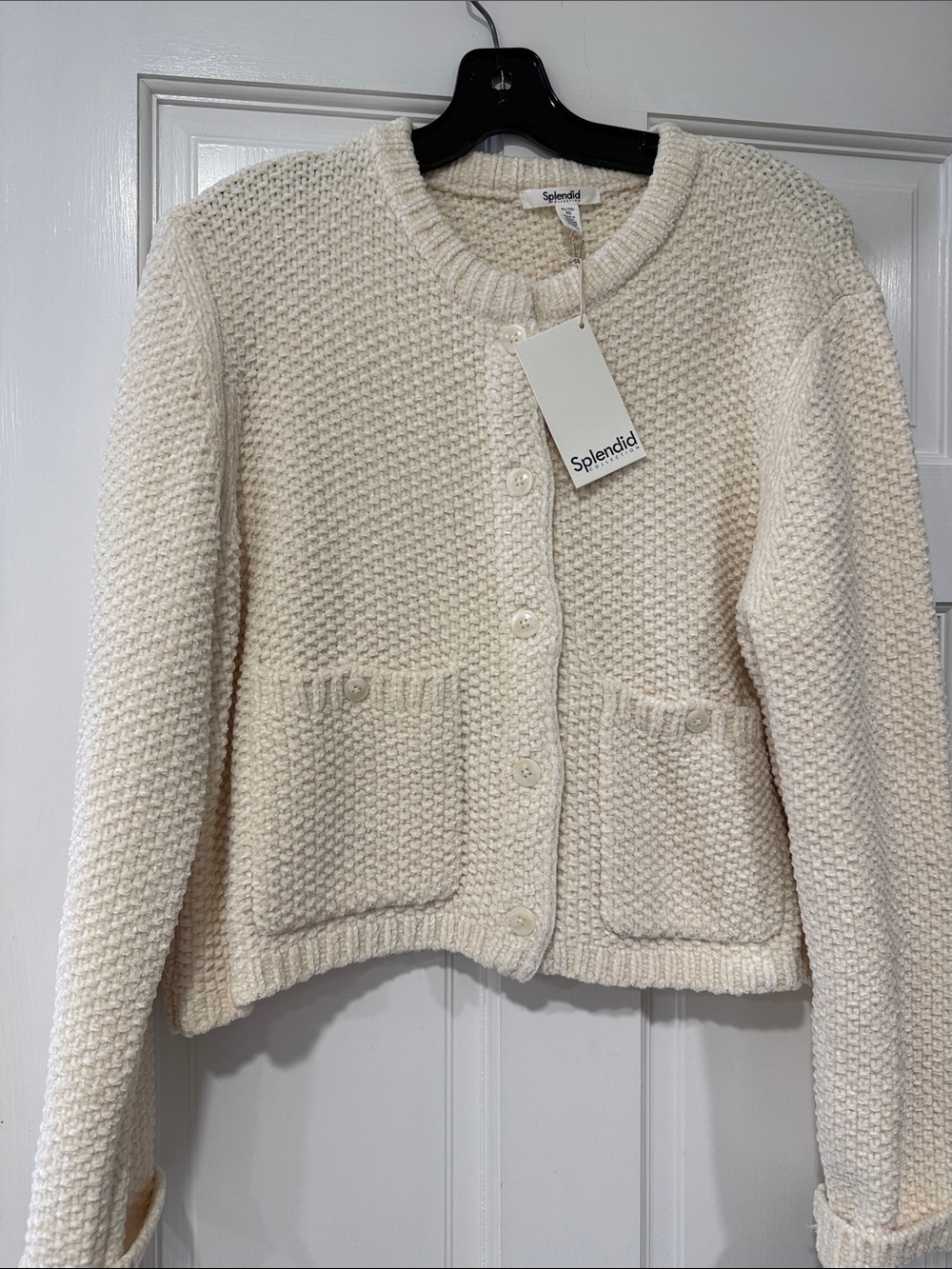 Splendid Cream Chunky Knit Button Cardigan